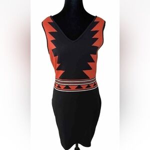 NWOT Romeo And Juliet Couture Dress M Black Orange Knit BodyCon Comfort Stretch